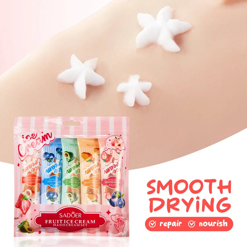SADOER Fruit Ice Cream Hand Cream Set 5pcs | Moisturizing