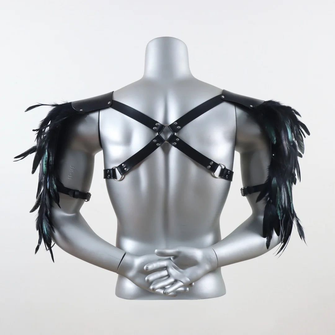 UYEE Belt Feather Shrugs Shawls Gothic Punk Cape Jacket Scarf