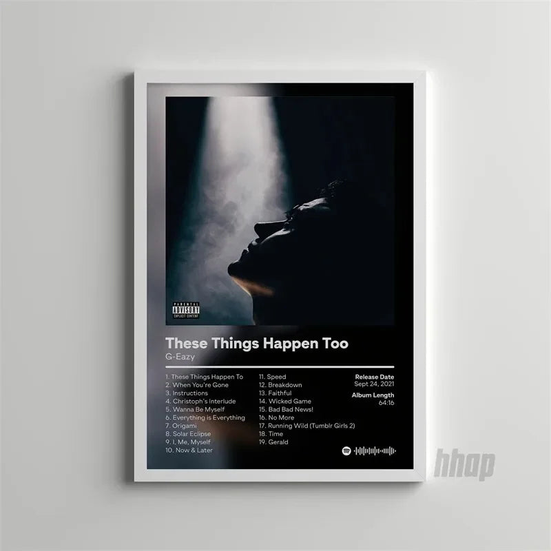 Pop Rap Music Album Cover G Eazy Canvas Painting Poster Aesthetic Rapper These Things Happen Too Wall Art for Home Decoration Peaceful Pleasures Health and Wellness 4 20x30cm Unframed