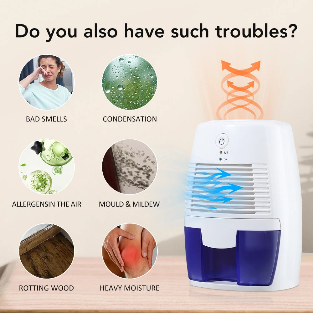 USB Powered Portable Dehumidifier Home Moisture Absorber for Bathroom Closet 500ml Mini Dehumidifier Prevent Mold Mildew & Odor Peaceful Pleasures Health and Wellness