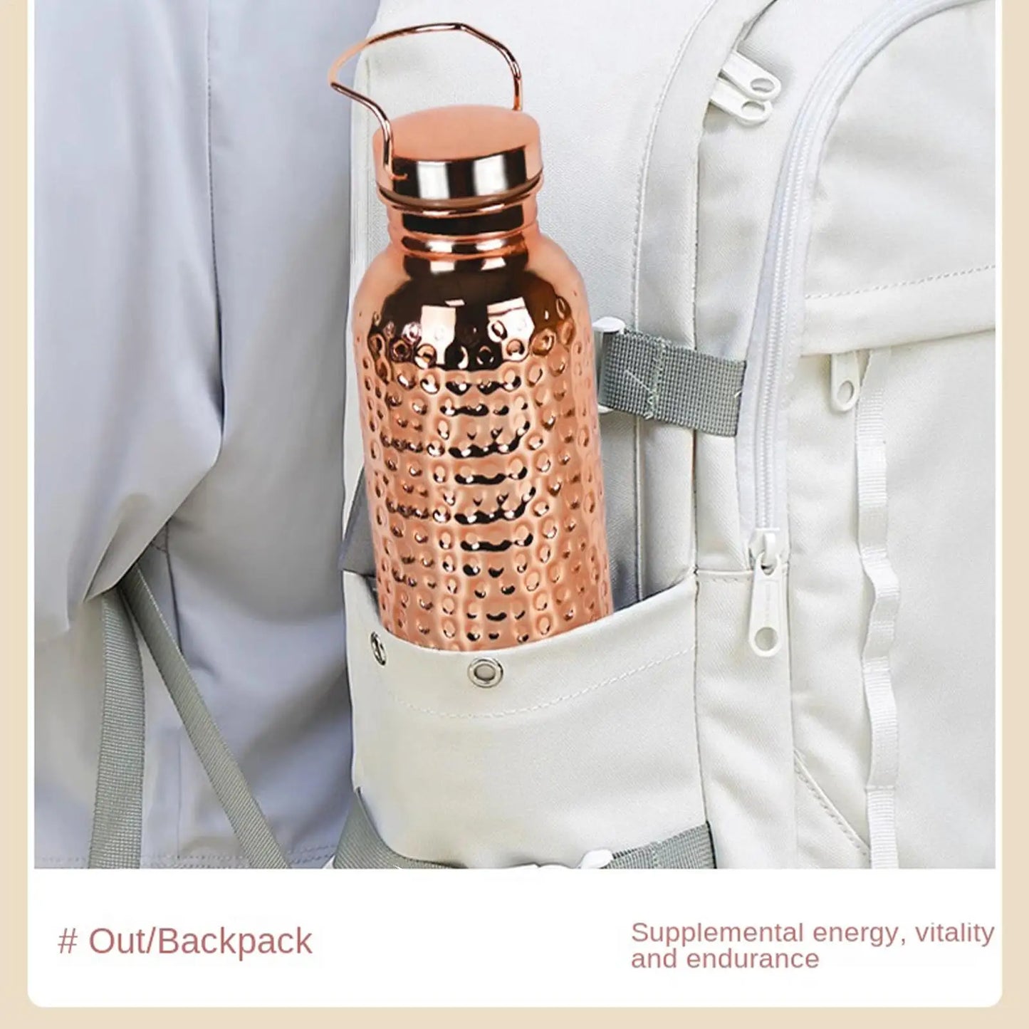 800ML Copper-Plated Stainless Steel Water Bottle | Hammer Pattern