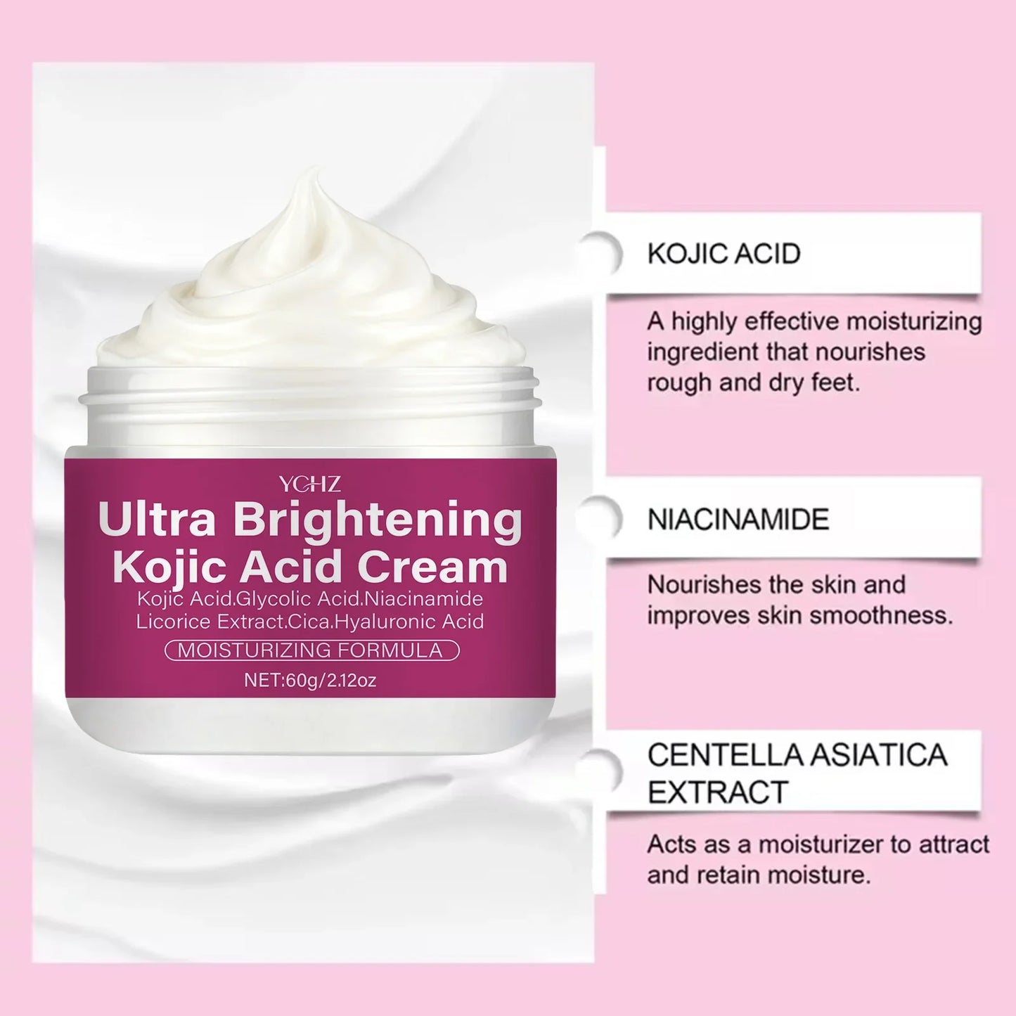 Kojic Acid Brightening Cream | Niacinamide, Vitamins C & E