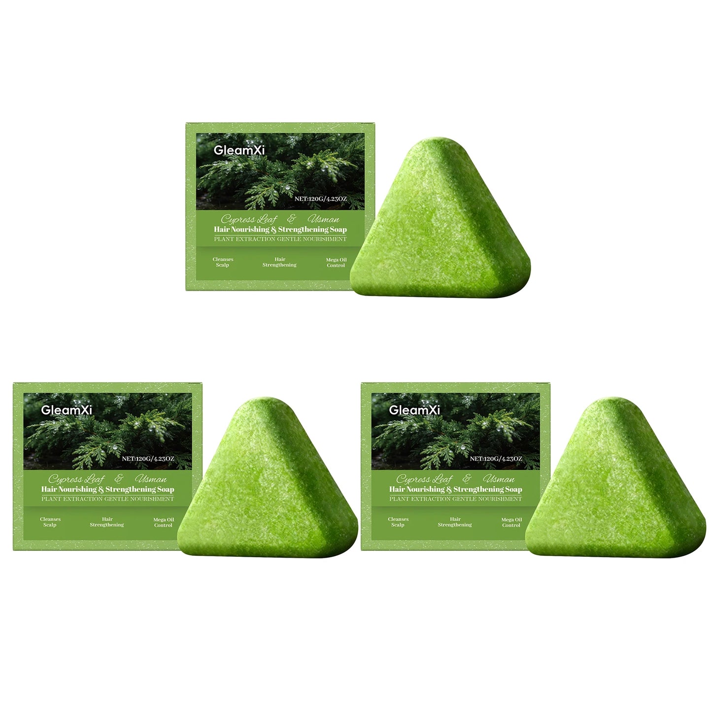 Usman Grass Shampoo Soap Gentle Cleansing Oil Control Volumizing Strengthen Hair Roots Soothing Scalp Repair Smooth Shampoo Soap Peaceful Pleasures Health and Wellness 360g boxed