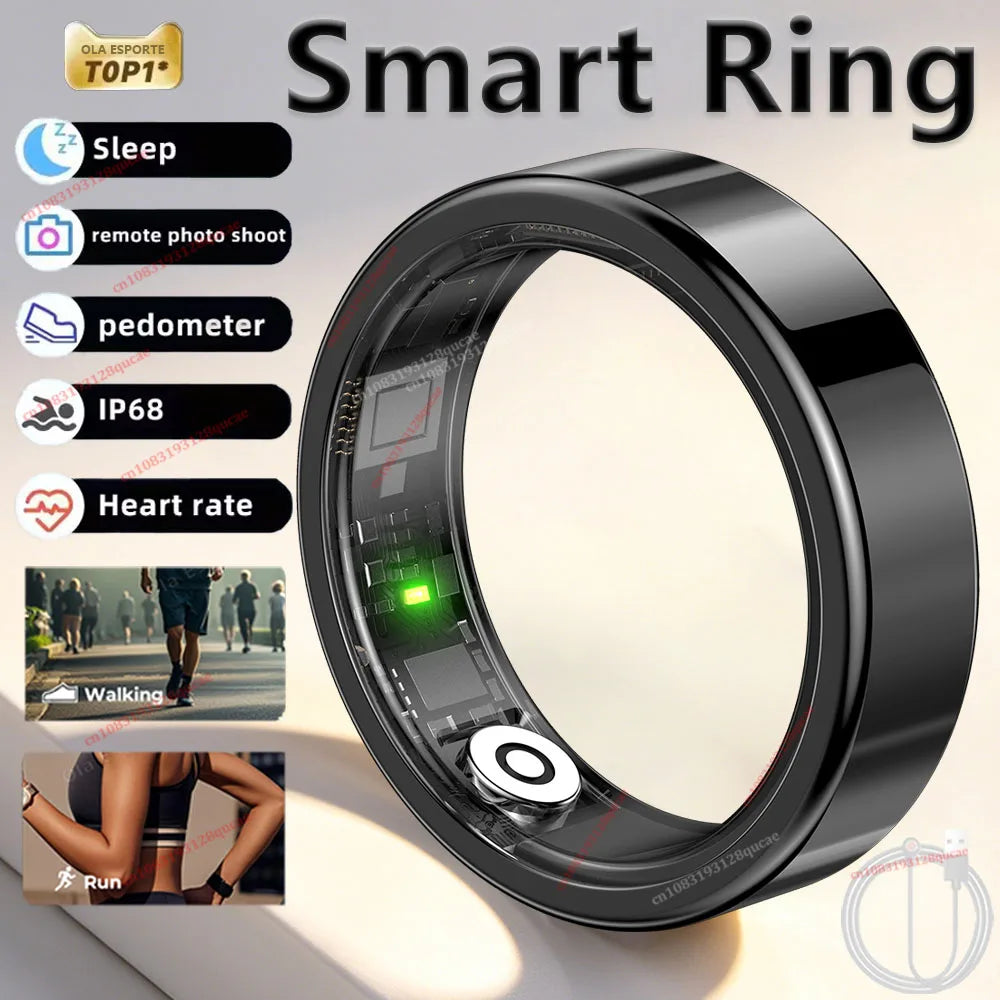 R10 Smart Ring with Charging Case for Men Women, Health and Sleep Monitor, 5ATM Waterproof, Multi-sport Mode, Smartring 2026 New Peaceful Pleasures Health and Wellness Black Cable 8