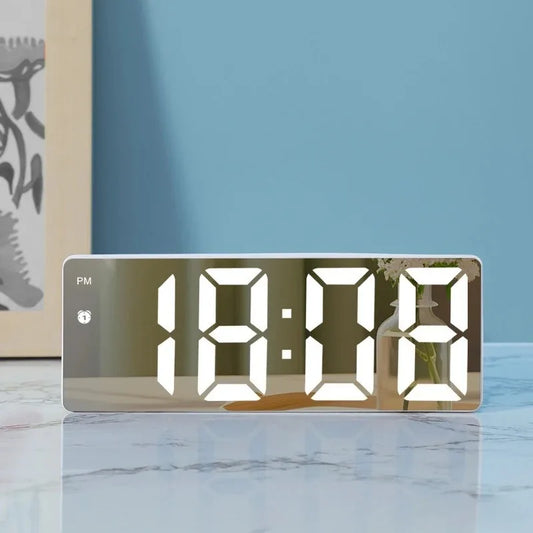 LED Digital Alarm Clock | Mirror Design, Sound Control & Snooze LED Alarm Clock Peaceful Pleasures Health and Wellness
