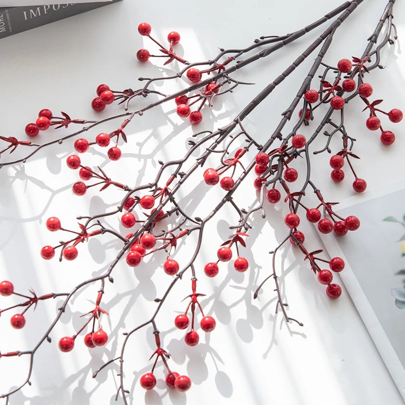 Artificial Holly Berry Branch Picks | Christmas & Wedding Decor