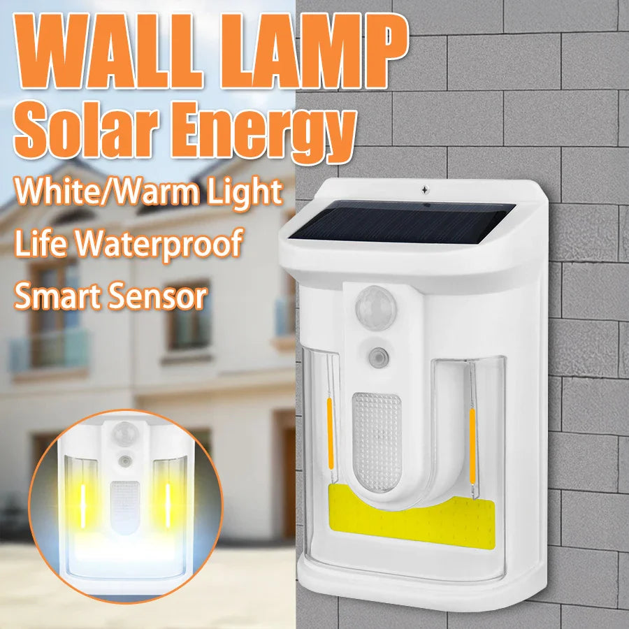 Solar Outdoor Wall Light PIR Sensor | 18650 Battery Night Lamp