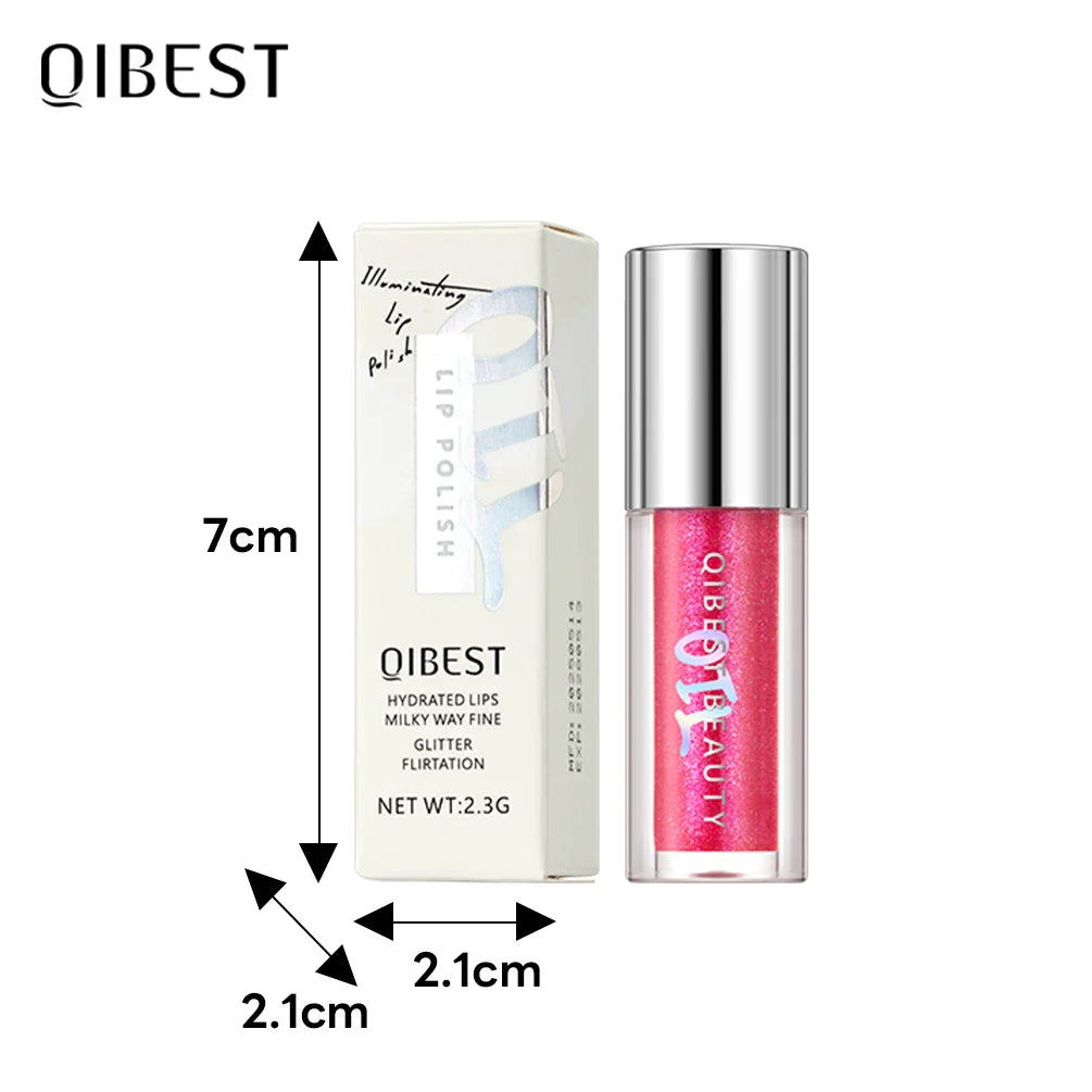 QIBEST Diamond Glitter Lip Gloss – Shimmer Mirror Lip Glaze