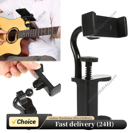 Adjustable Phone Support Hands-Free Guitar Stand Holder Multi-Purpose Guitar Camera Clamp for Microphones Stand/Smartphones Peaceful Pleasures Health and Wellness