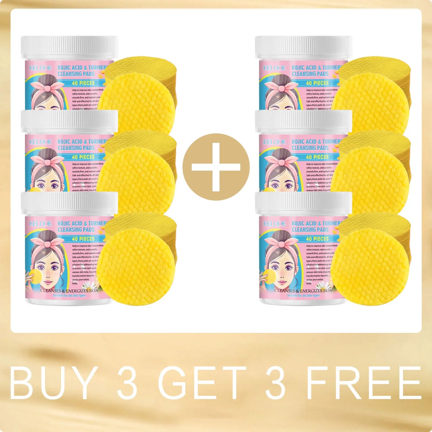 EELHOE Turmeric Kojic Acid Cleansing Pads 40pc | Brightening