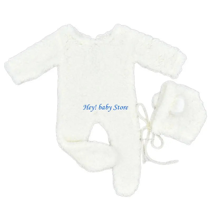 Baby Bear Photography Costume – Plush Romper & Bear Ear Hat