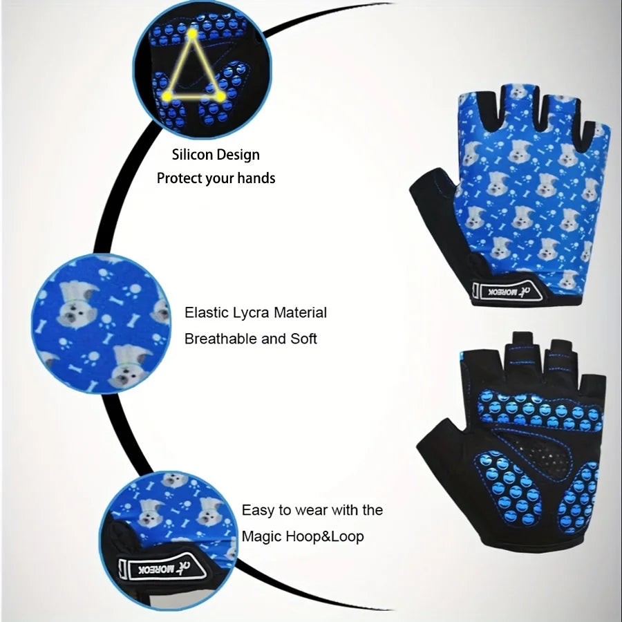1 Pair Kids Gloves for Boys Girls, Breathable Non-slip Children Cycling Half Finger Gloves Outdoor Sports Hand Protection Peaceful Pleasures Health and Wellness