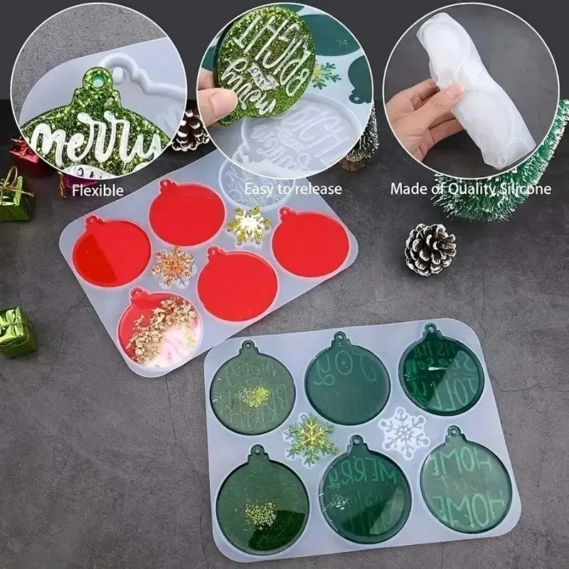 Christmas Round Ornament Silicone Mold | Epoxy Resin DIY Craft