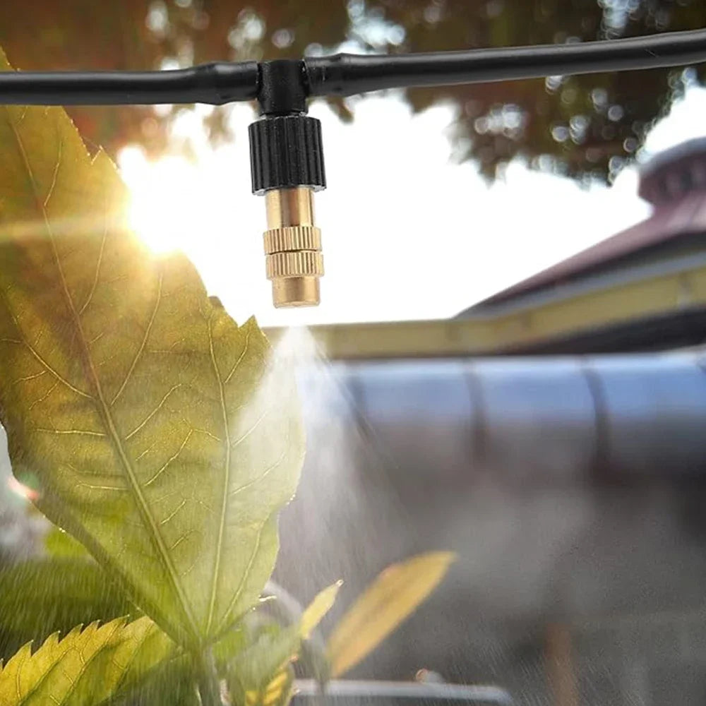 10pcs 4/7PVC Outdoor Misting Cooling System Garden Irrigation Watering 1/4'' Brass Atomizer Adjustable Garden Micro Sprinklers Peaceful Pleasures Health and Wellness