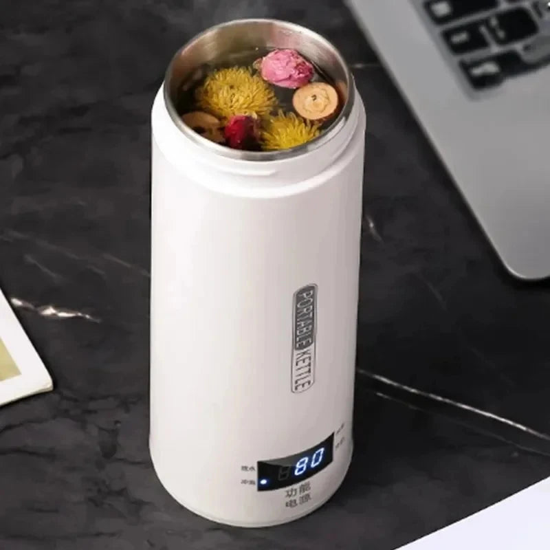 450ML Electric Kettles Portable Tea Coffee Kettle Travel Boil Water Thermal Cup Anti-Scald Water Bottle English Menu Peaceful Pleasures Health and Wellness