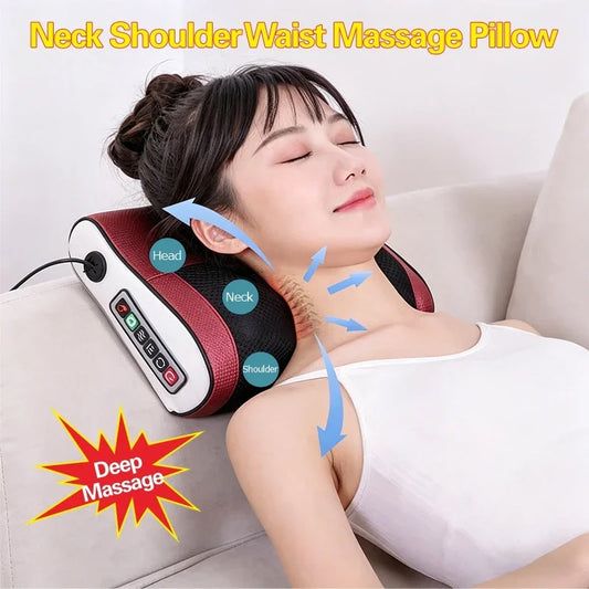 Home Cervical Massage Pillow Kneading Massager for Neck Shoulder Waist Back Relieve Muscle Fatigue Portable Body Relax Tool Peaceful Pleasures Health and Wellness