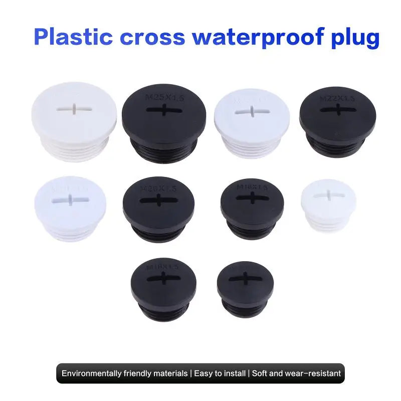 New 10Pcs Cross Shaped Plastic Plugs Nylon Waterproof Quality Threaded Hole Plugs M16X1.5 M18X1.5 M20X1.5 M22X1.5 M25X1.5 Peaceful Pleasures Health and Wellness