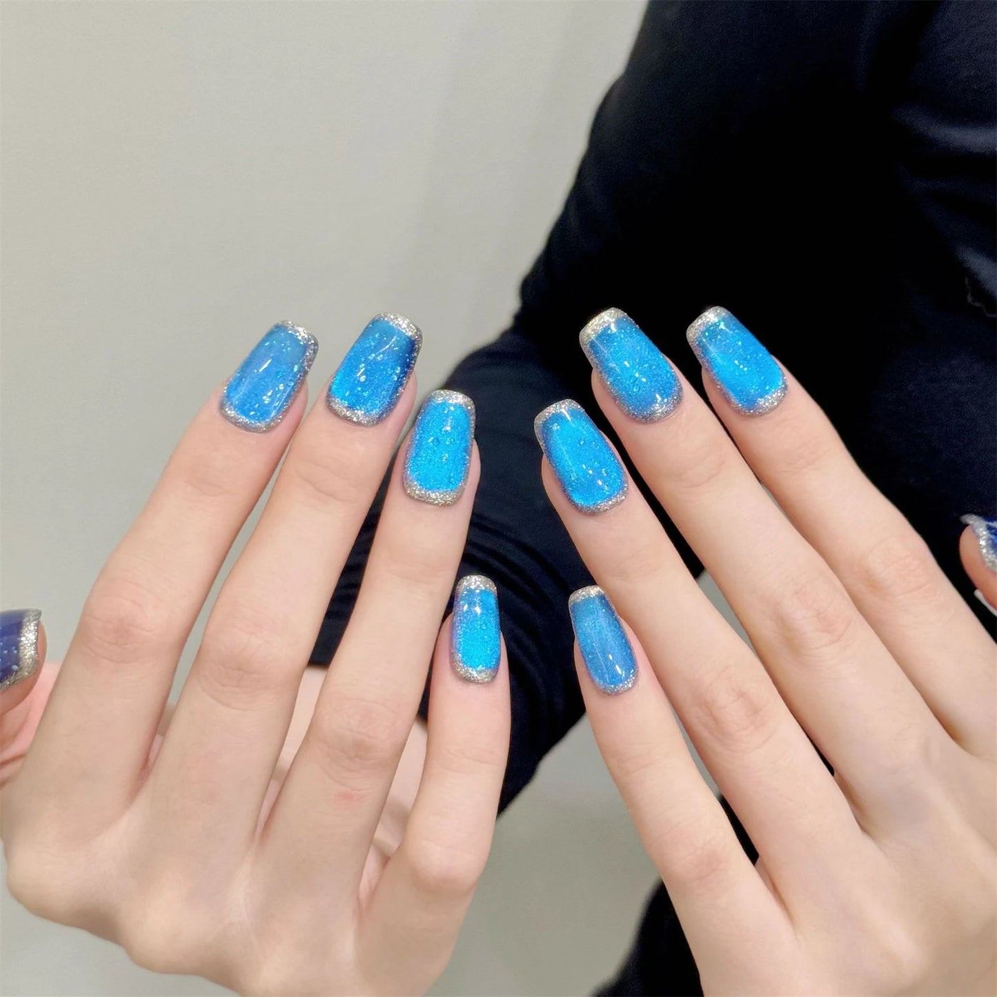 10pcs French Press On Nails | Cat's Eye Diamond Design