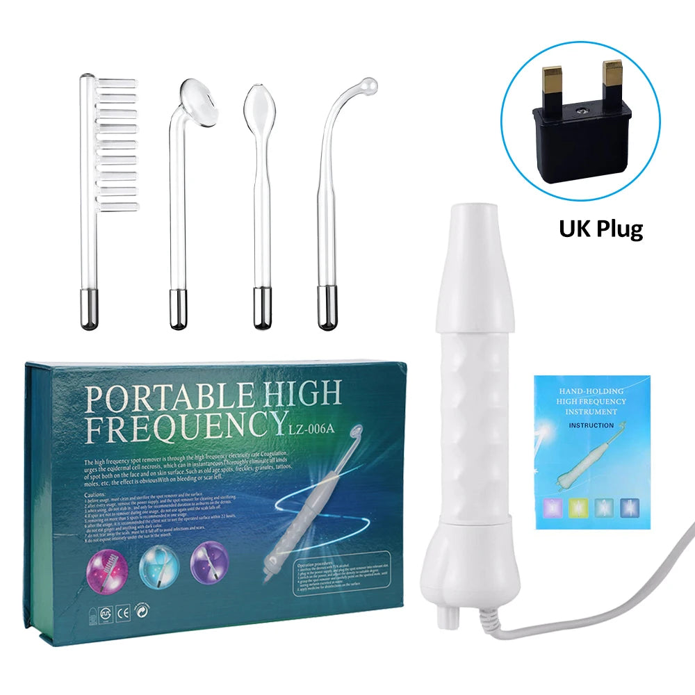 Electrotherapy Wand High Frequency Electrode Glass Tube Wand for Face Skin Tightening Machine Facial Acne Spot Wrinkles Remover Peaceful Pleasures Health and Wellness UK Plug