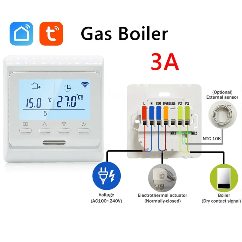 2024 New WiFi Programmable Thermostat Hot Floor 220V 16A Electric Home Floor Heating Temperature Controller APP Remote Control Peaceful Pleasures Health and Wellness Gas Boiler-WiFi AC100-240V