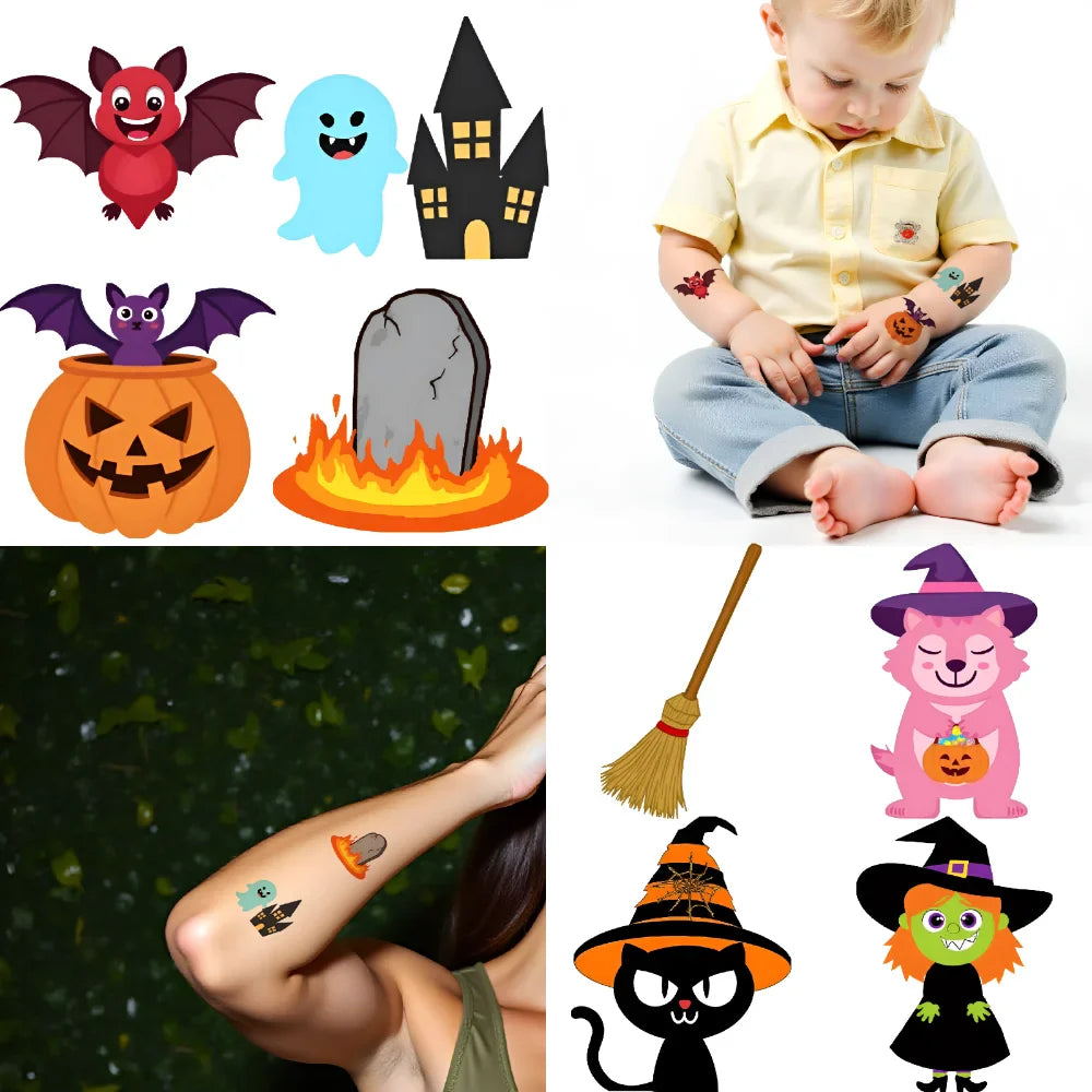 63-Piece Spooky Temporary Tattoo Stickers – Waterproof Halloween