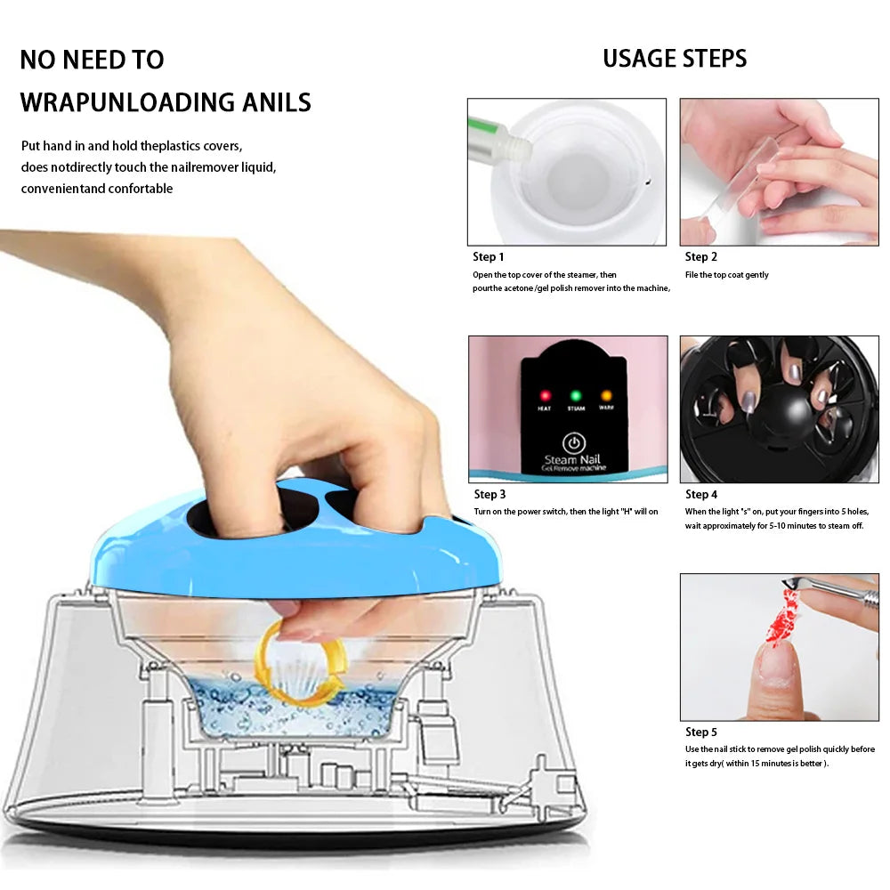 Electric Steam Gel Nail Remover Machine | 36W Salon Tool