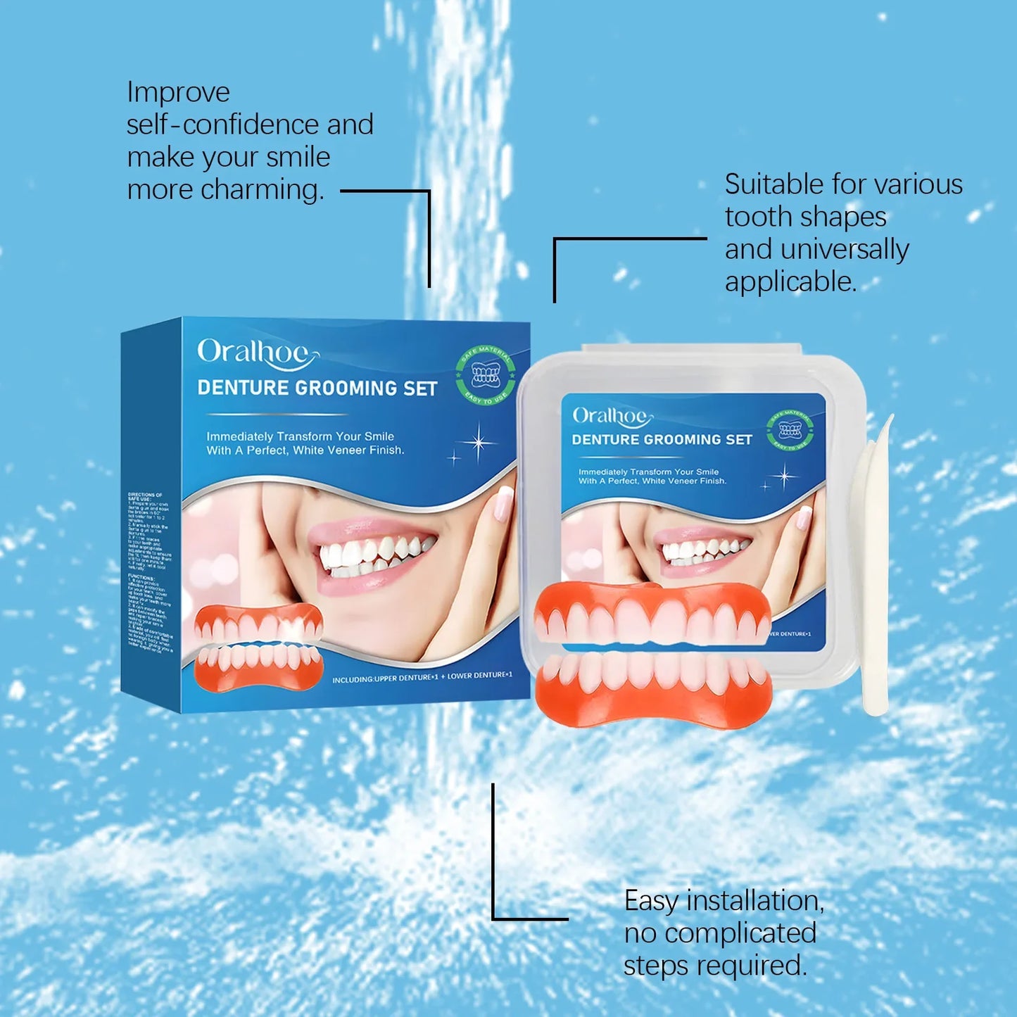 Oralhoe Silicone Snap-On Denture Kit – Upper & Lower Soft Fit