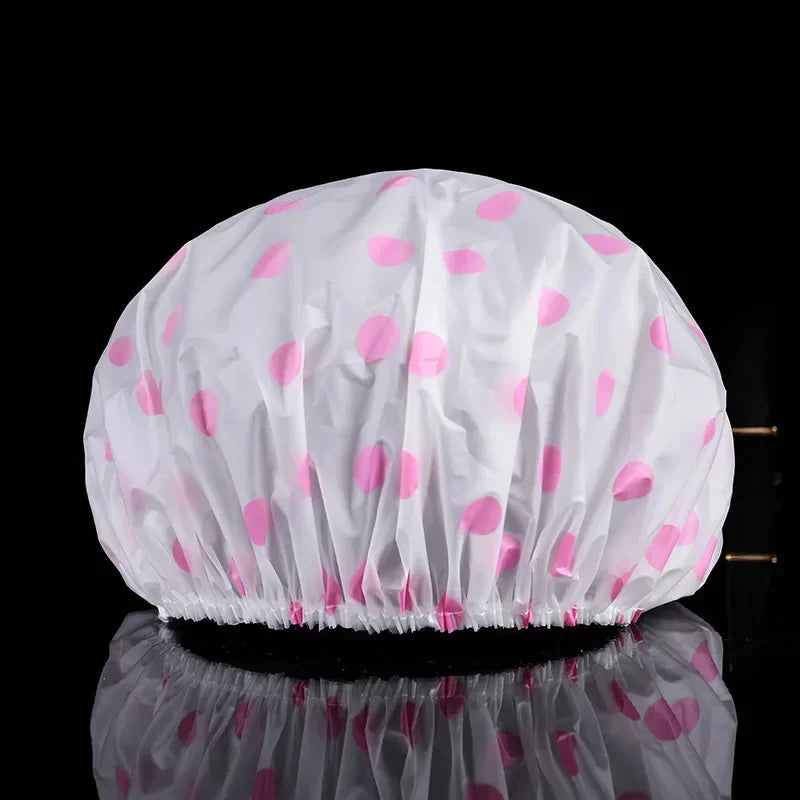 Thickened Waterproof Transparent Shower Cap, Bathroom Bathing Hat, Hair Dyeing Cap, Salon Coloring Cover Protector Peaceful Pleasures Health and Wellness Pink