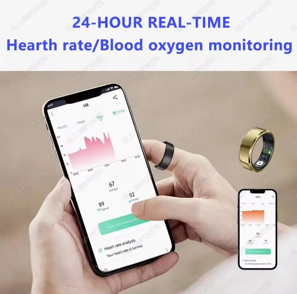 2025 Smart Ring Blood Pressure Heart Rate Sleep Monitoring Smartring IP68 & 5ATM Waterproof Multi-sport Mode Smartring Man Women Peaceful Pleasures Health and Wellness