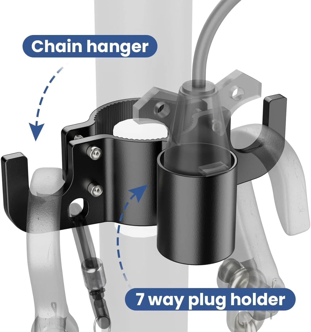 Aluminum Trailer Chain Organizer Robust Hitch Holder Inverted Plug