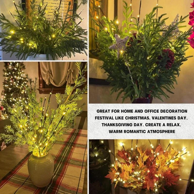 LED Bendable Twig Branch Lights Battery Operated – Holiday Decor Decorative Branch Lights Peaceful Pleasures Health and Wellness