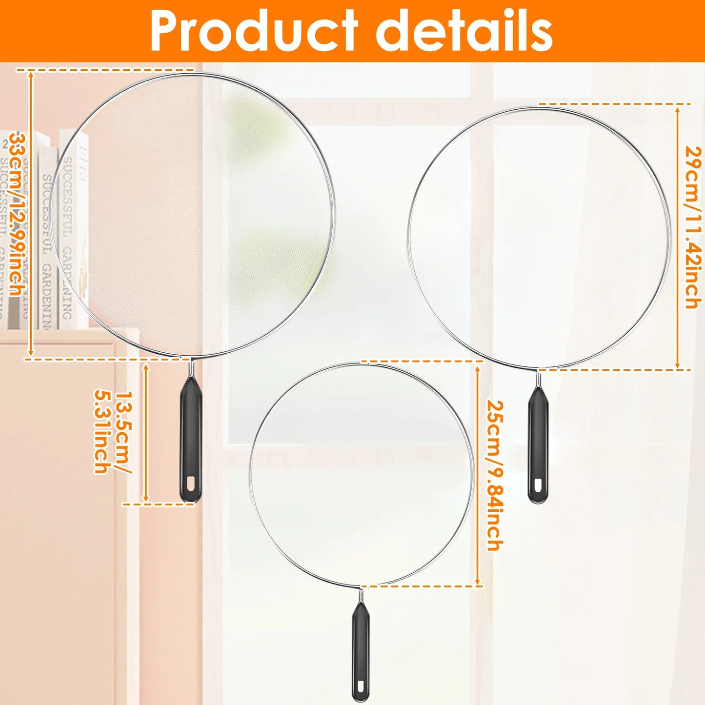 25/29/33cm Grease Splatter Screen for Frying Pan Stops 99% of Hot Oil Splash Splatter Guard for Cooking Iron Skillet Lid Peaceful Pleasures Health and Wellness