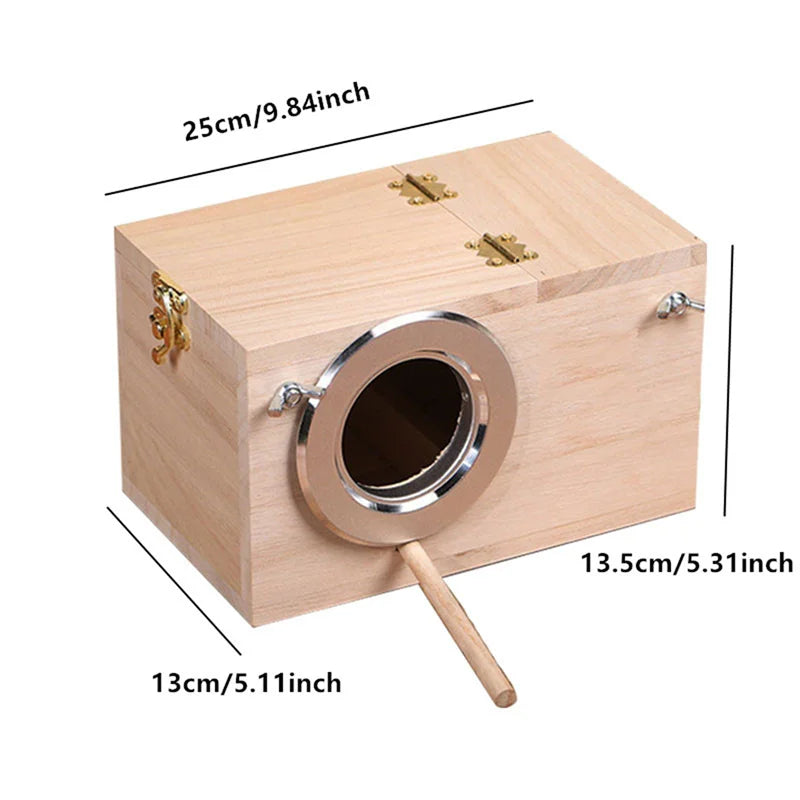 Wood Bird Nesting Box for Parakeets, Budgies & Lovebirds