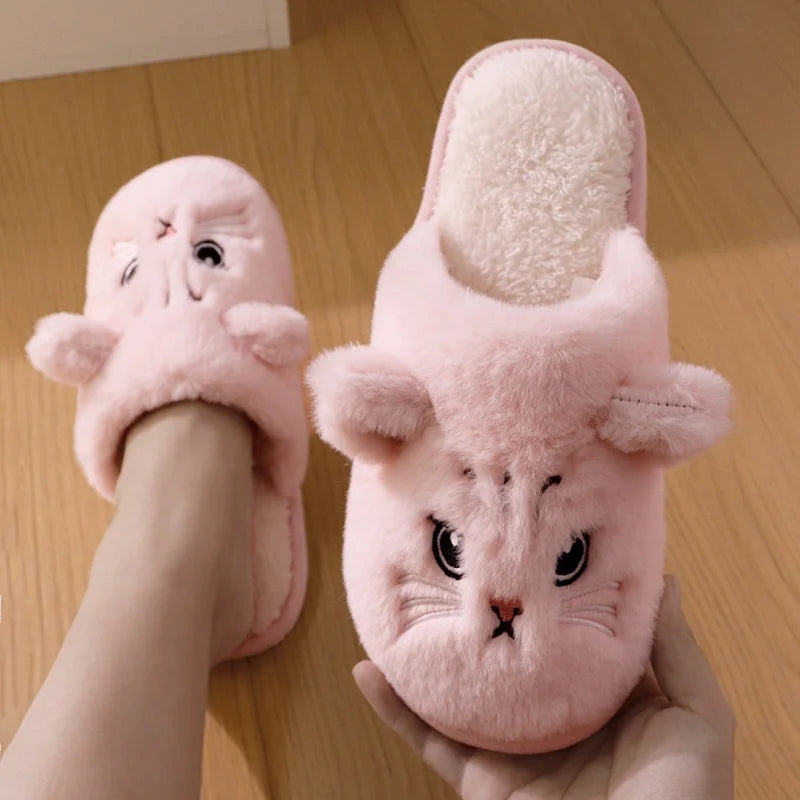Baotou Cat Cotton Slippers Couple Style Cute Cartoon Home Winter Thickened Warm Cute Cat Soft Soles Anti-slip Slippers Creative Peaceful Pleasures Health and Wellness