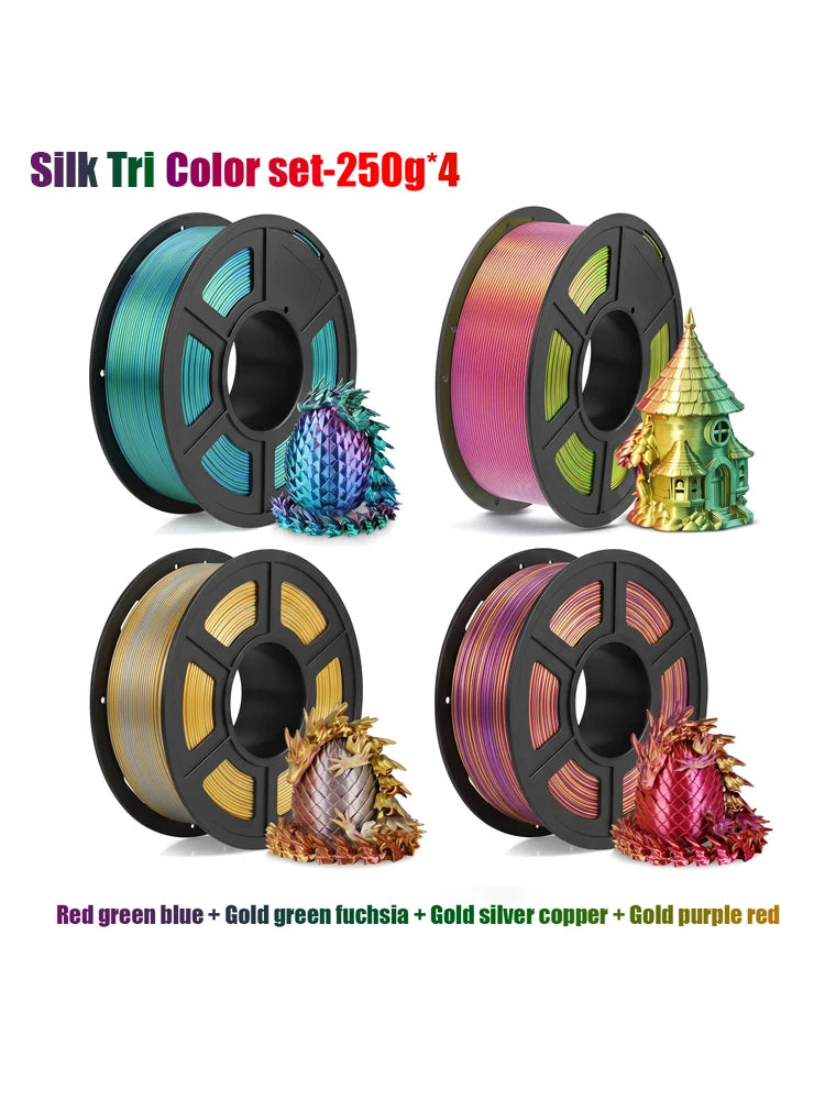 Silk Rainbow PLA Filament 1.75mm Triple Color | DINGSUN 3D