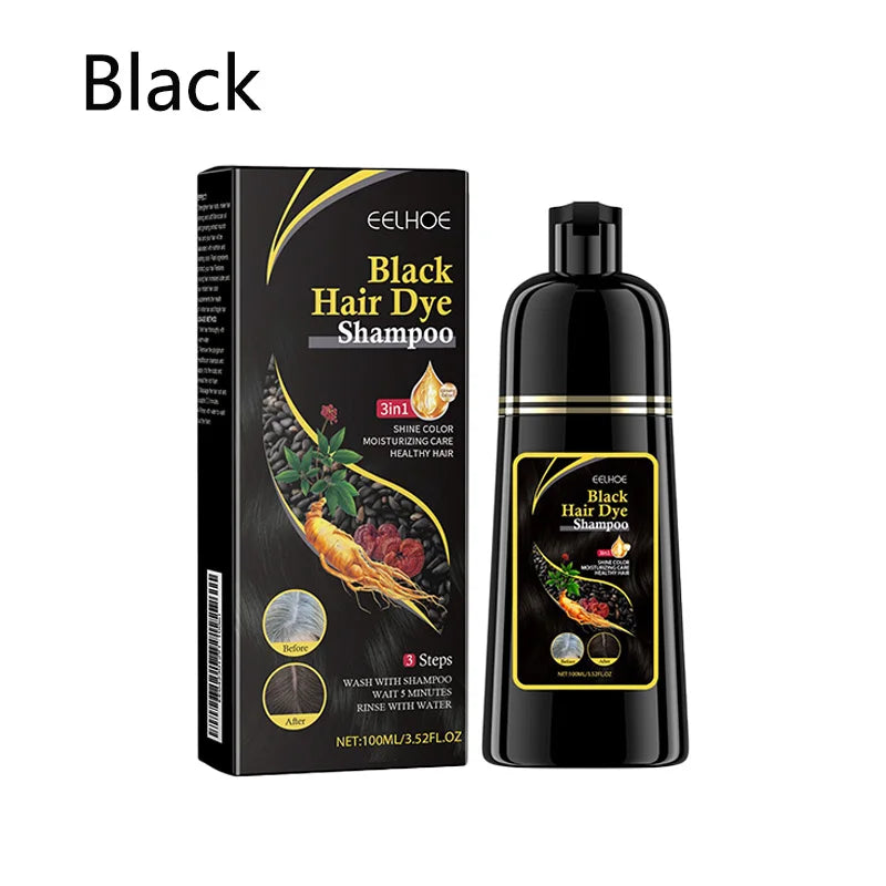 100ml Black Color Hair Dyeing Shampoo 3-in-1 Natural Herbal Instant Coloring Shiny Hair Dye Shampoo Cleaning Nourishing Hair Peaceful Pleasures Health and Wellness Black