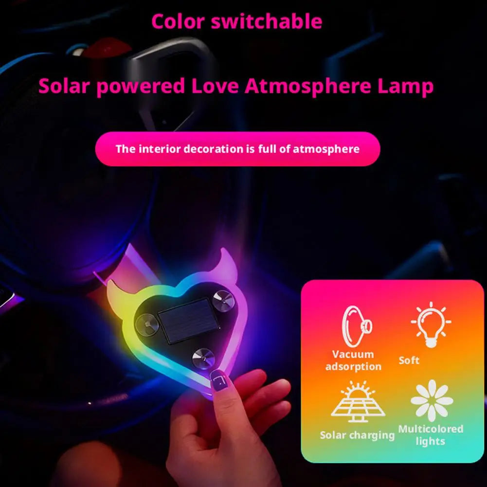 Solar Heart LED Car Ambient Neon Light | USB Rechargeable