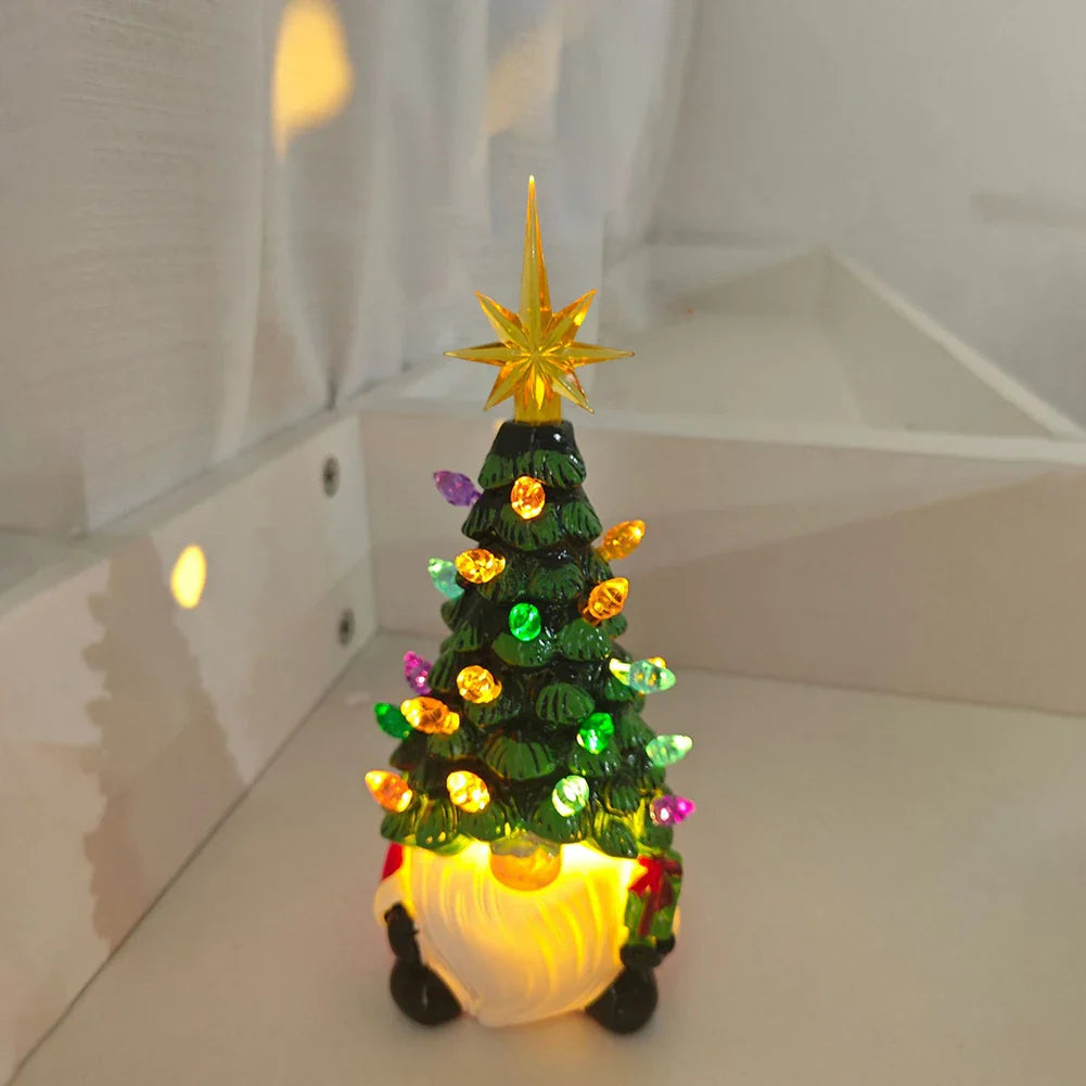 LED Lighted Gnome Christmas Ornament | Resin Tabletop Decor