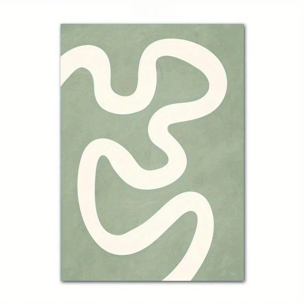 Bohemian Green Leaves & Flowers Abstract Canvas Wall Art