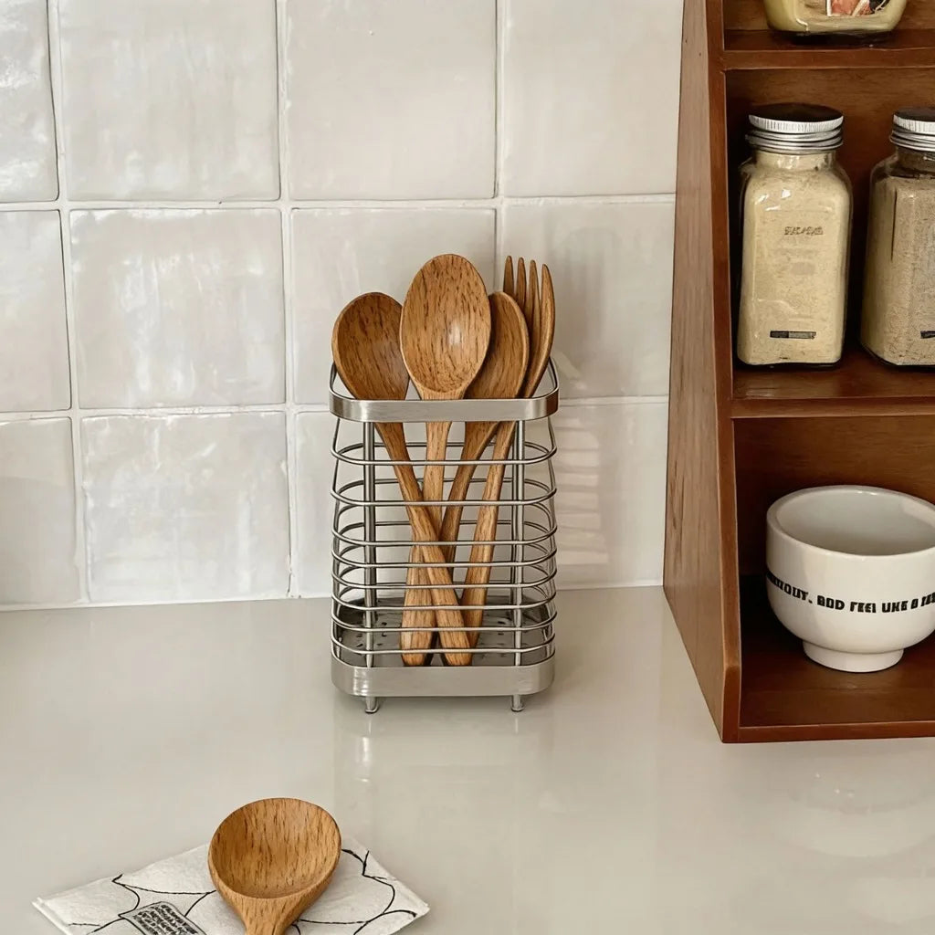 Stainless Steel Utensil Holder & Cutlery Organizer Rack
