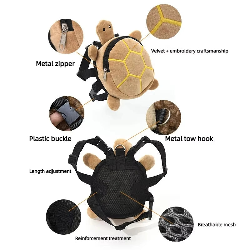 Cute Turtle Shaped Pet Backpack With Leash Attachment Machine Washable Cartoon Design for Small & Medium Dogs & Cats Peaceful Pleasures Health and Wellness