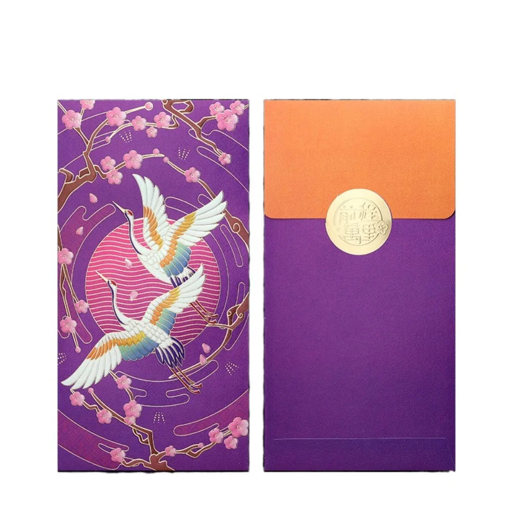 Hot Stamping Chinese New Year red envelopes Solid Embossed Lucky Money Bag Thickened Paper Red Packet Year of The Snake Peaceful Pleasures Health and Wellness Style D