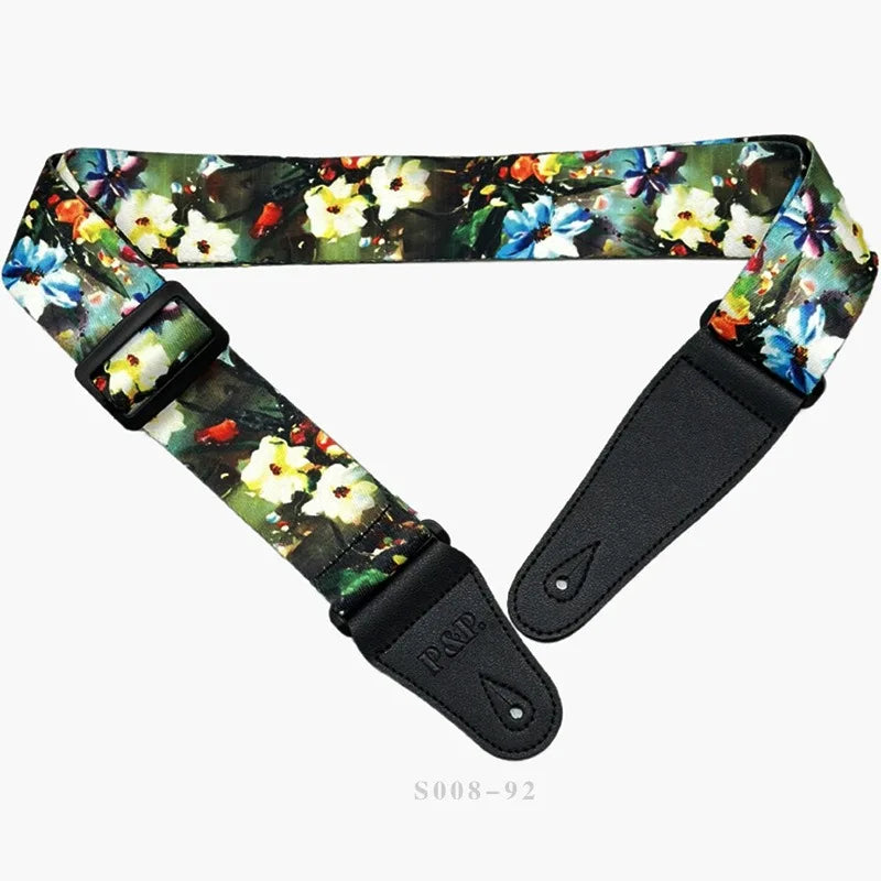 PP Guitar Strap Ethnic Sunflower Flower Musical Instrument