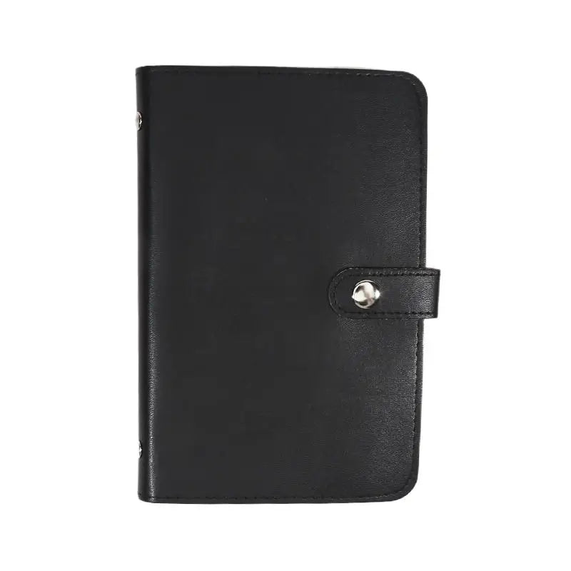 Large Capacity Cash Saving Organizer Book with Double Sided Pockets PU Leather Bill Storage Album for Budgeting Peaceful Pleasures Health and Wellness Black