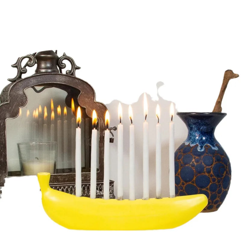 Cross border Creative Fun New Portable Banana Candle Holder Banana Theme Candlestick Peaceful Pleasures Health and Wellness