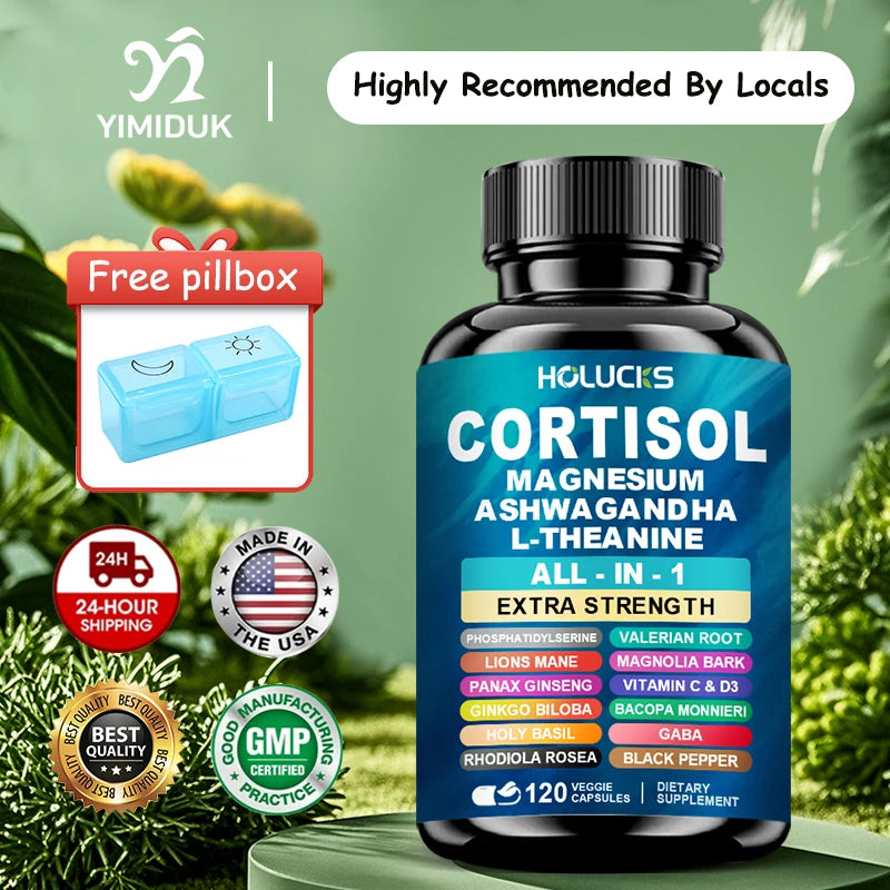 High Absorption Cortisol Capsules, with Vitamin D3, Support Stress Management & Mood, Anxiety Relief & Sleep Quality, Vegan Peaceful Pleasures Health and Wellness