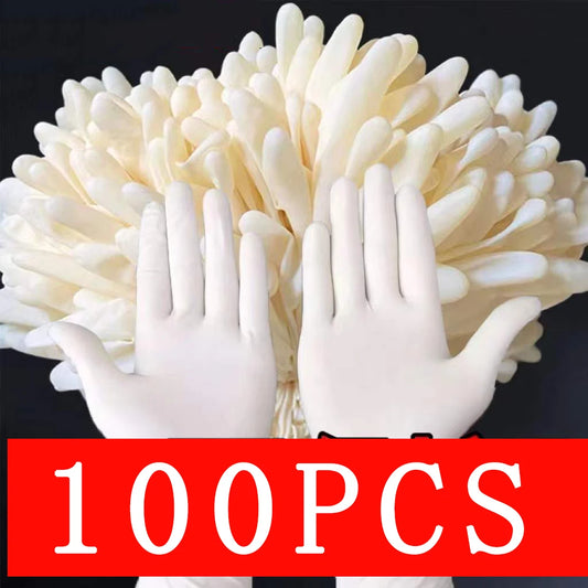 100Pack Housework Strong White Disposable Nitrile Gloves PVC Latex Free AntiStatic Garden Pet Care Tattoo Work Oil-proof Gloves Peaceful Pleasures Health and Wellness S