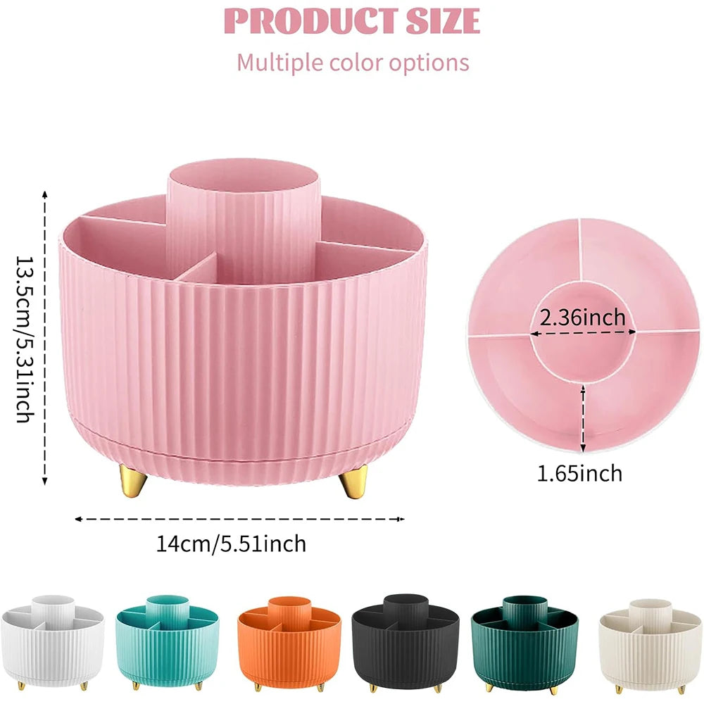 360° Rotating Makeup Brush Holder – 5-Slot Desktop Organizer