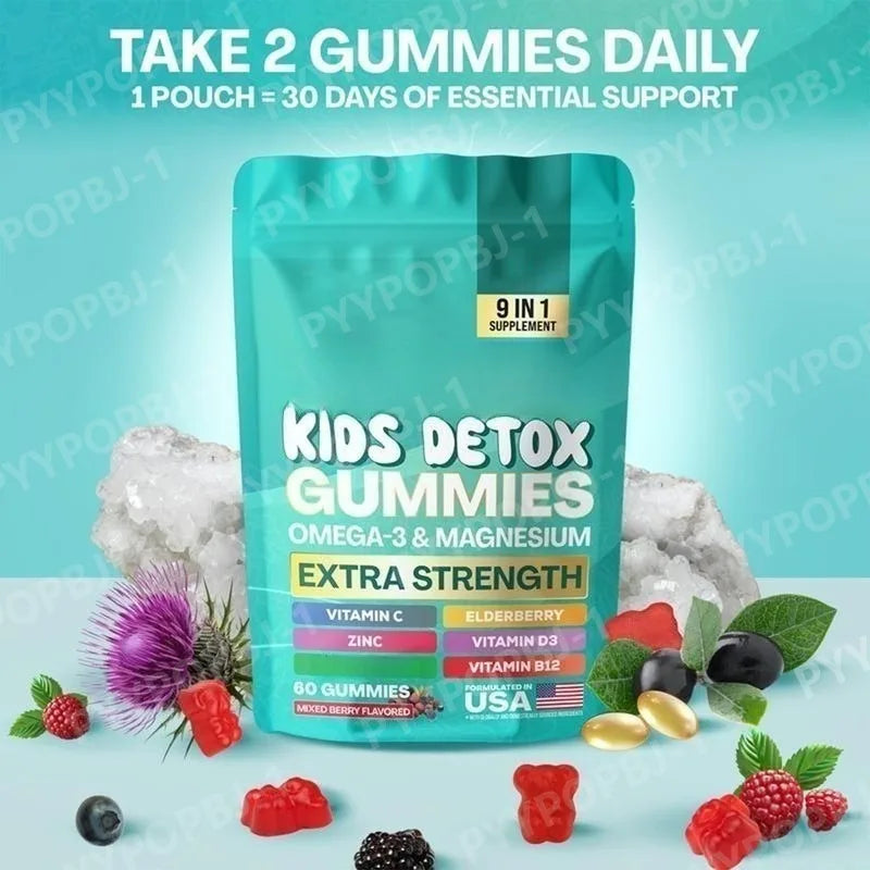 Kids Multivitamin Gummies – Vitamin C, D3, B12, Zinc & Omega-3
