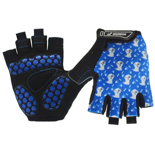 1 Pair Kids Gloves for Boys Girls, Breathable Non-slip Children Cycling Half Finger Gloves Outdoor Sports Hand Protection Peaceful Pleasures Health and Wellness Blue and Black S